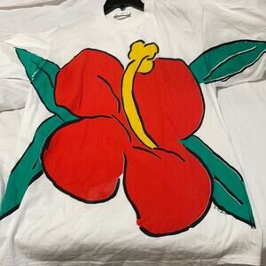 Ken Donne one size very large boxy style poppy flower t shirt new but vintage